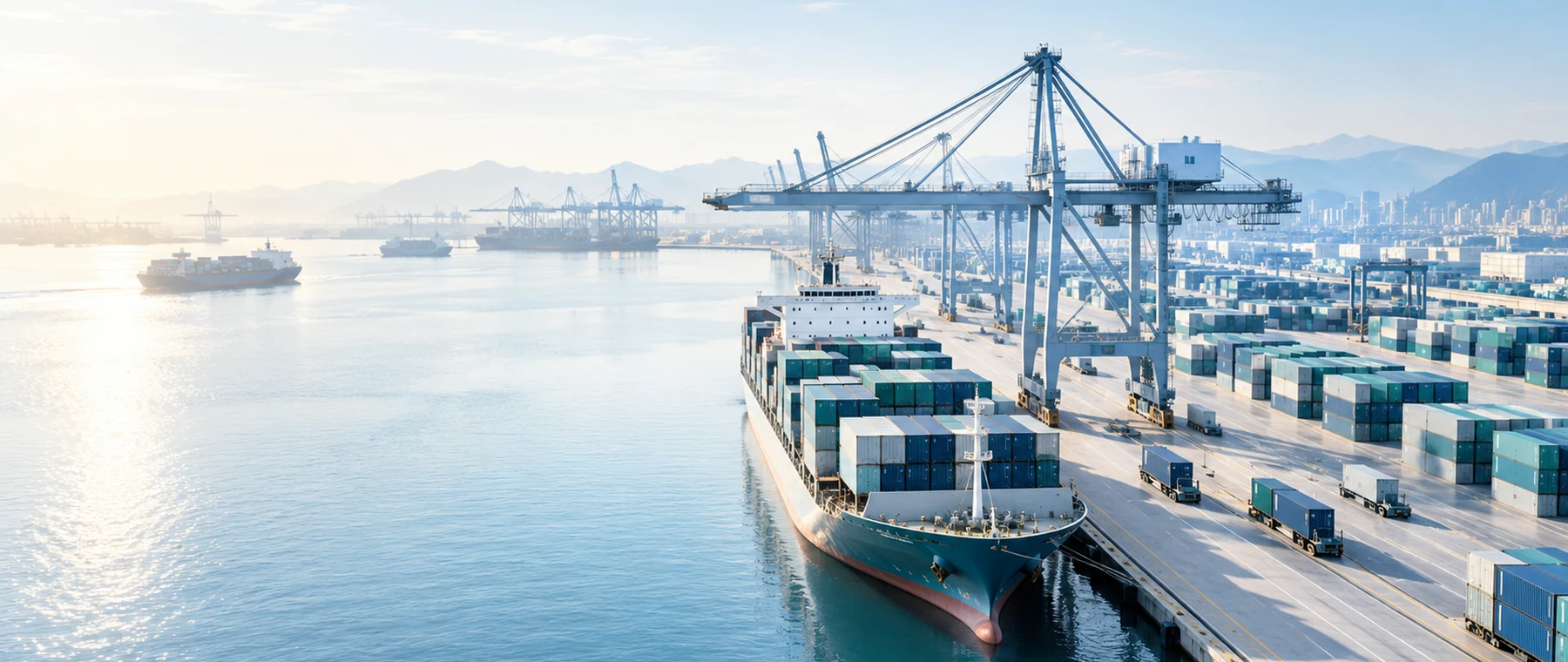 Terminal portuaire et porte-conteneurs pour le transport international
