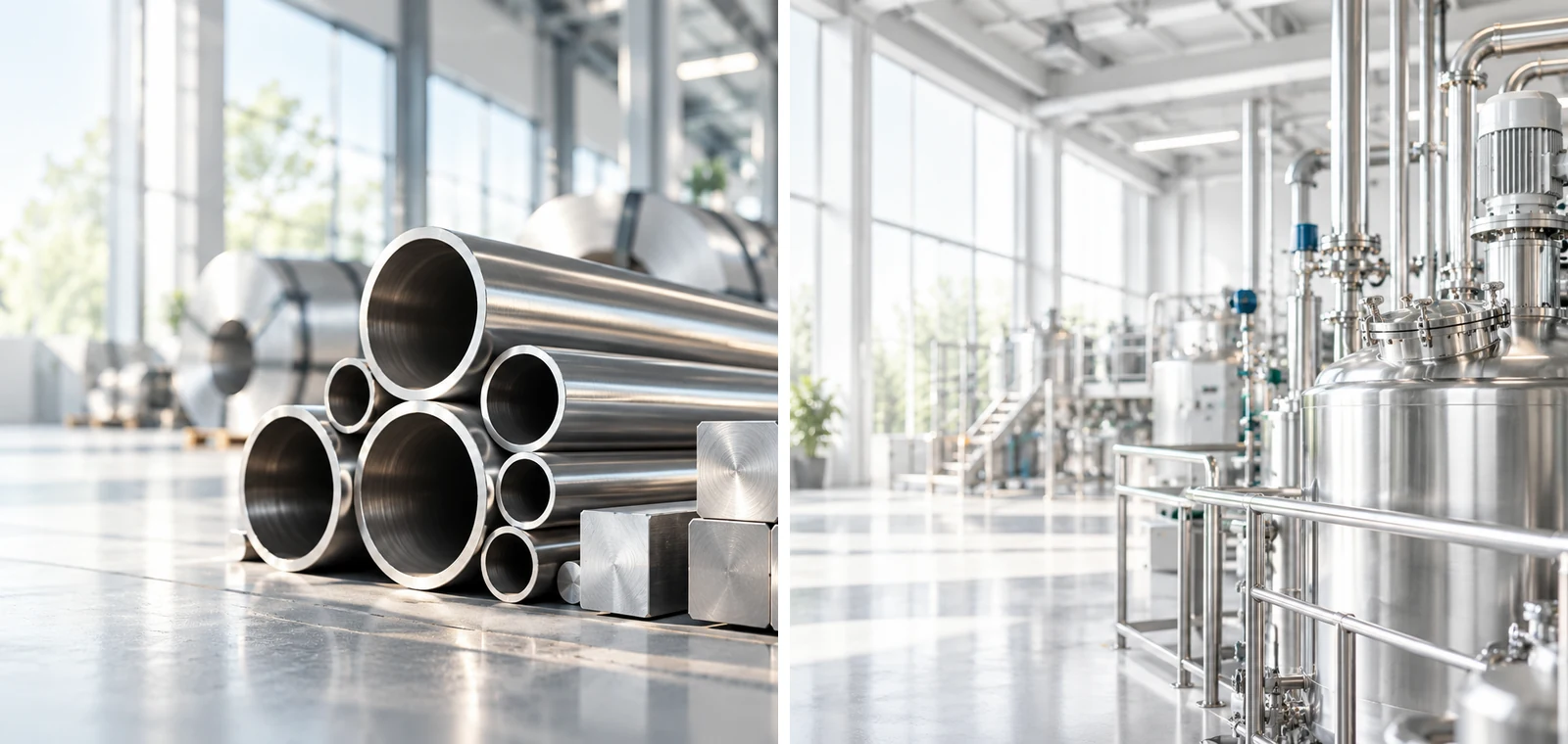 Matières métalliques et équipements de process industriel en inox
